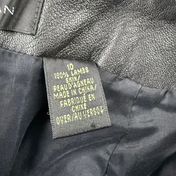 Dana Buchman Leather Pants Women 10 Black  Lambskin Straight Leg High Rise - Picture 4 of 7